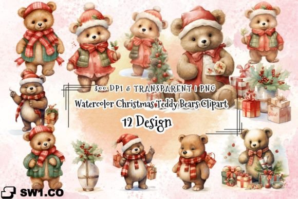 A Brand Designer's Review of Watercolor Christmas Teddy Bears Graphics