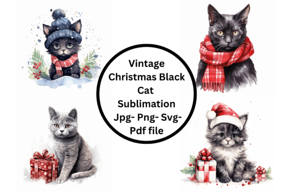 A Graphic Designer's Review of Vintage Christmas Black Cat Illustrations