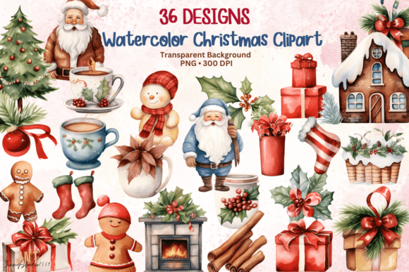 A Watercolor Christmas Graphics Bundle for Editorial Design