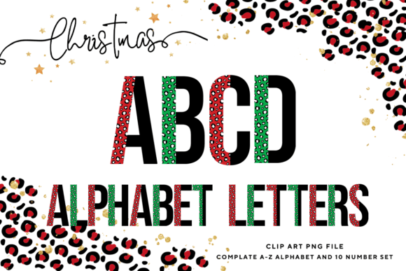 Christmas Alphabet Leopard Letters PNG: A Bold Holiday Graphic