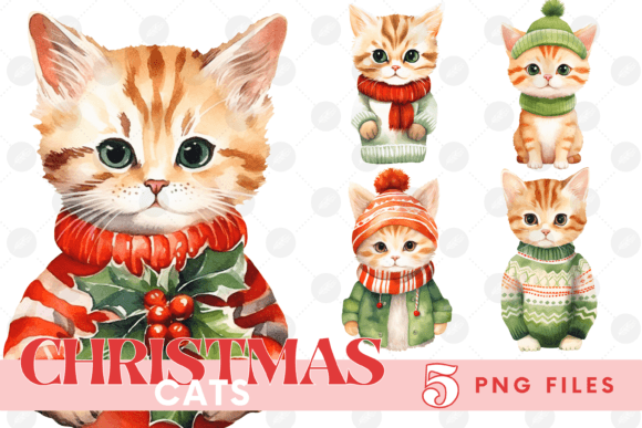Christmas Cat Clipart: A Festive Graphic for Creators