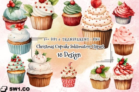 Christmas Cupcake Graphics for Editorial and Illustrations