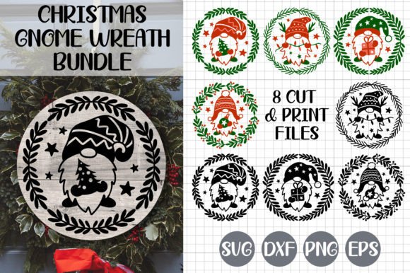 Christmas Gnome Wreath Graphics for Festive Illustrations