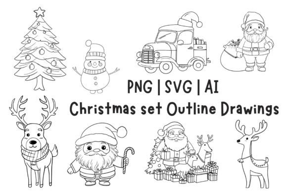 Christmas Outline Illustrations for Modern Web Graphics
