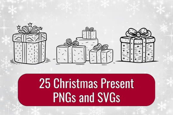 Christmas Present Doodles: A Whimsical Graphics Asset