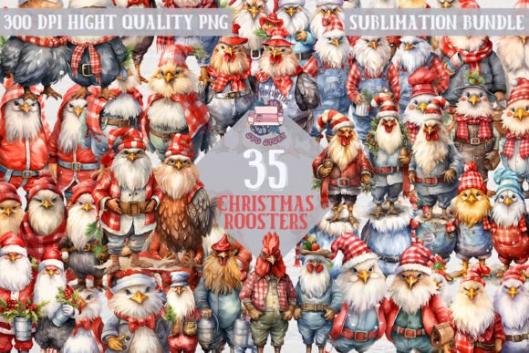 Christmas Roosters Bundle: A Versatile Graphics Set