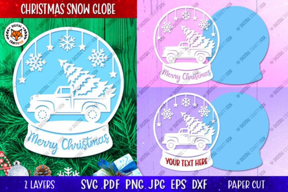 Christmas Truck Snow Globe Graphics for Illustrations