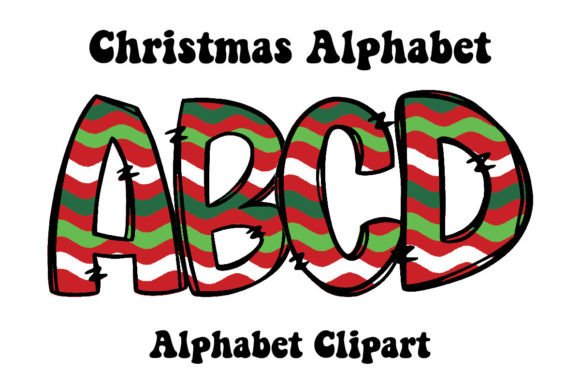 Cute Red Green Strips Christmas Alphabet: A Festive Graphics Gem