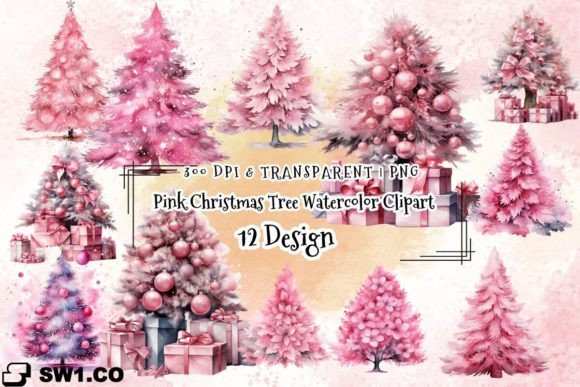 Embroidery Design Review: Pink Christmas Tree Watercolor Clipart