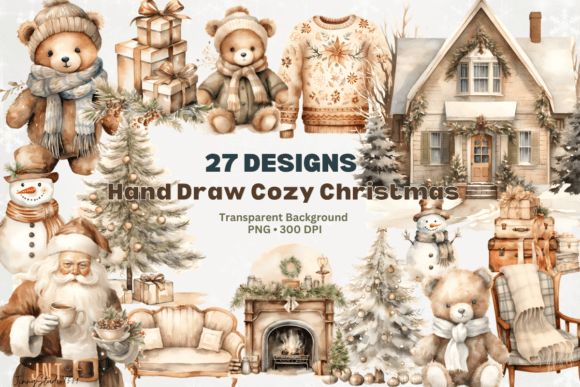 Hand Draw Cozy Christmas Sublimation: Perfect for Festive Branding