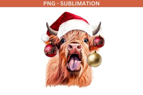 Highland Cow Christmas Graphics for Local Brand Illustration