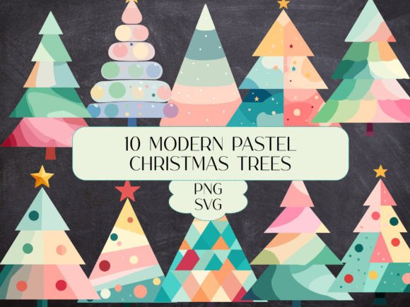 Modern Pastel Christmas Tree Graphics for Seasonal Products
