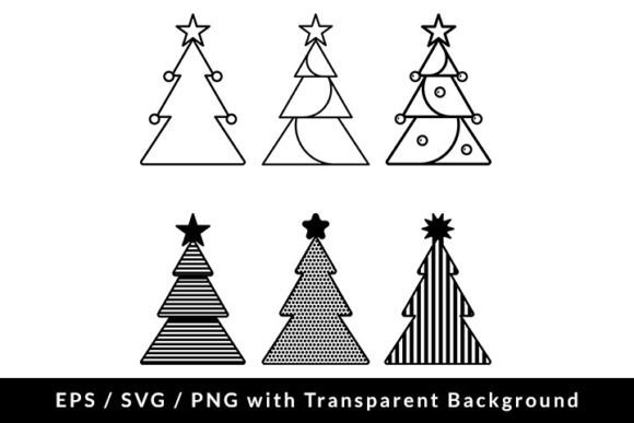 Monochrome Christmas Tree Icon Set SVG for Graphics