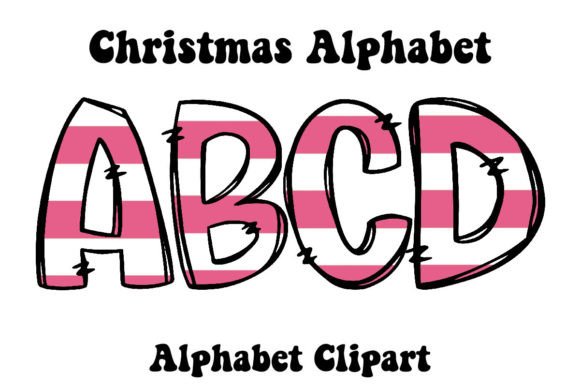 Pink Strips Christmas Alphabet Doodle Graphics Review