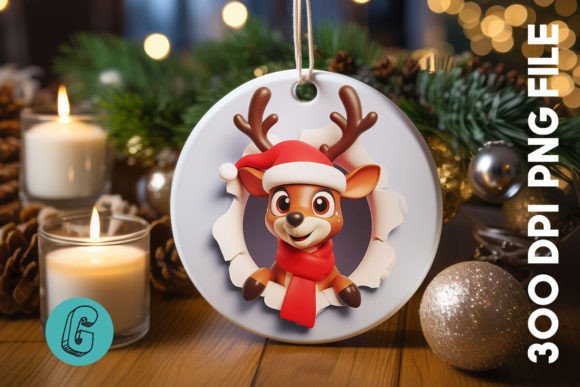 Reindeer Christmas Ornament Front 24: A Versatile Graphics Asset