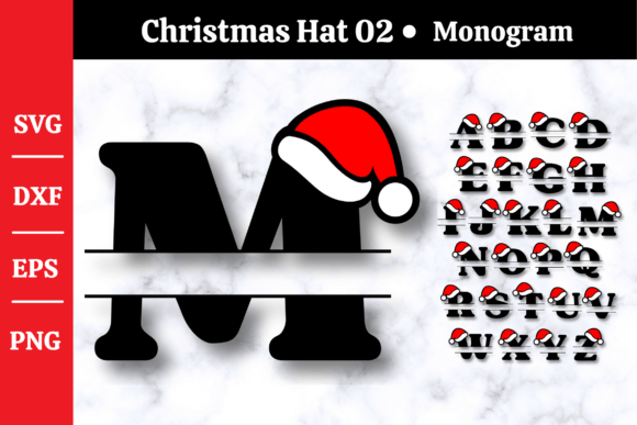 Santa Hat Monogram Svg 02 Graphics for Festive Products