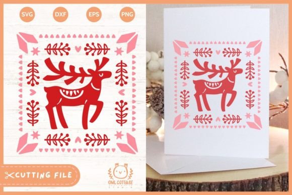 Scandinavian Reindeer Illustrations for Christmas Graphics
