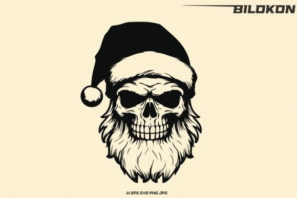 Skull Santa Claus Face: A Bold Graphic for Festive Branding