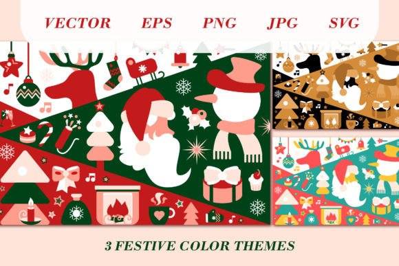 Three Christmas Cards: A Festive Graphics and Illustrations Set