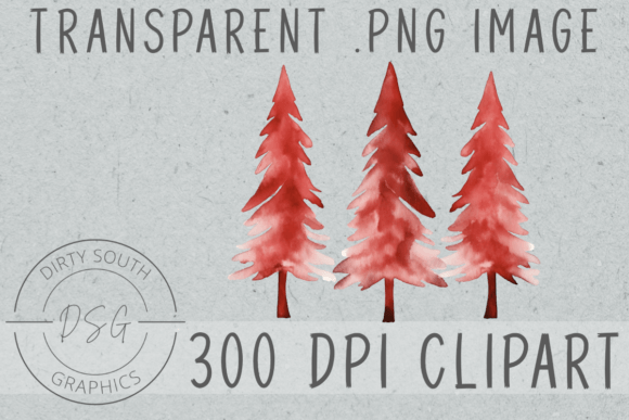 Using Red Rustic Christmas Trees Graphics for Editorial Design
